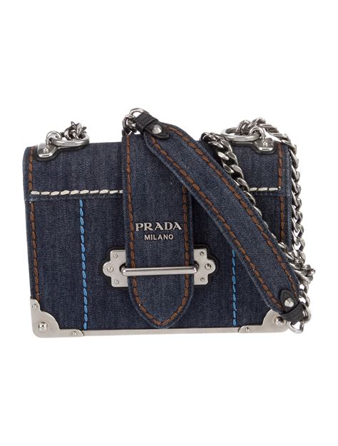 Prada Denim & City Calf Cahier Shoulder Bag 